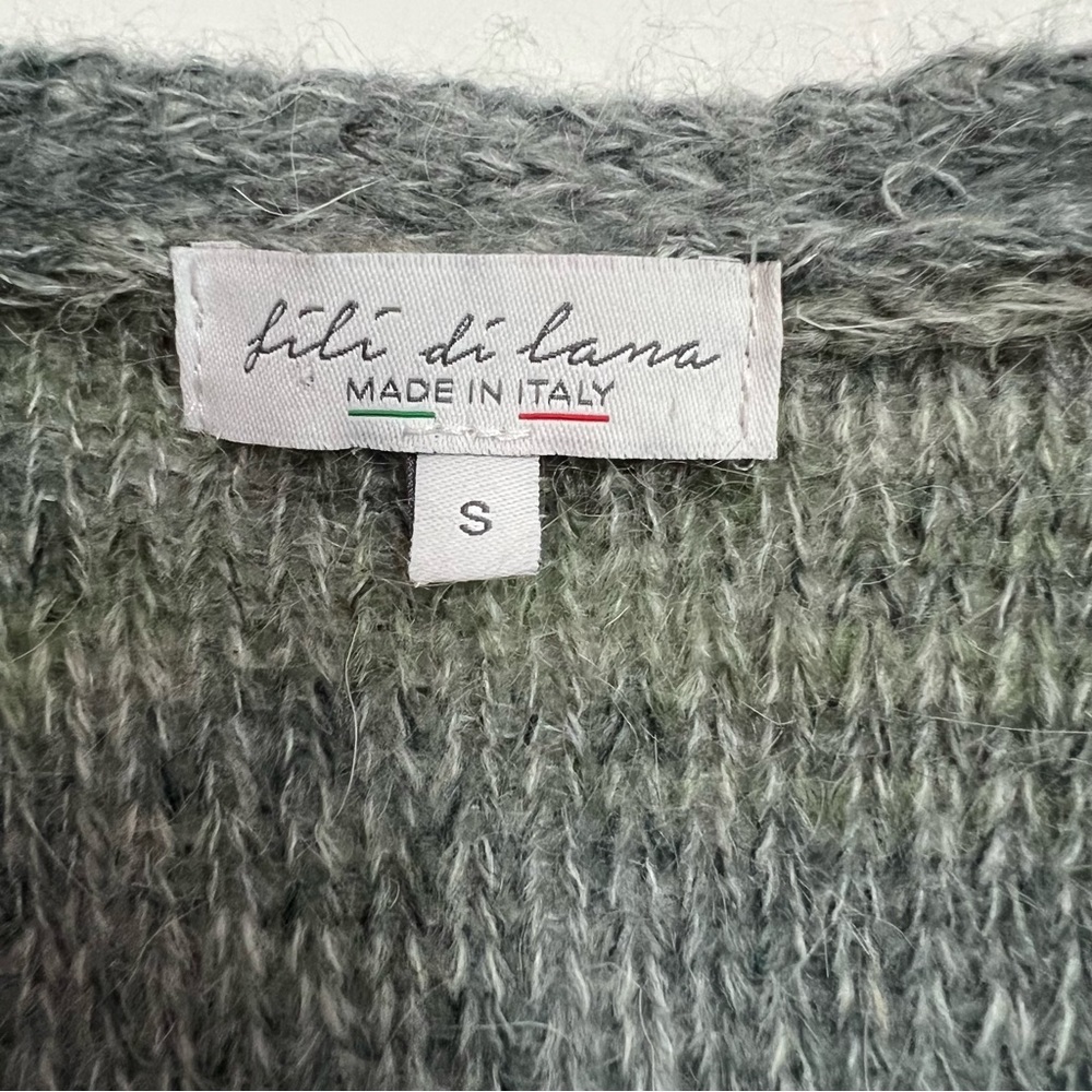 Fili Di Lana Italian Mohair Wool Blend Open Cardigan Duster Sweater Small - Picture 11 of 11
